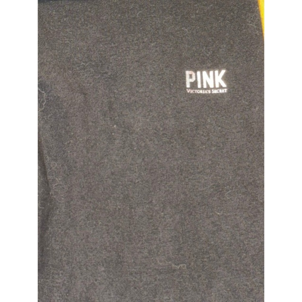 Pink Victoria's Secret Black Yoga Leggings Sequin Chevron Foldover Waist Small - Picture 4 of 6